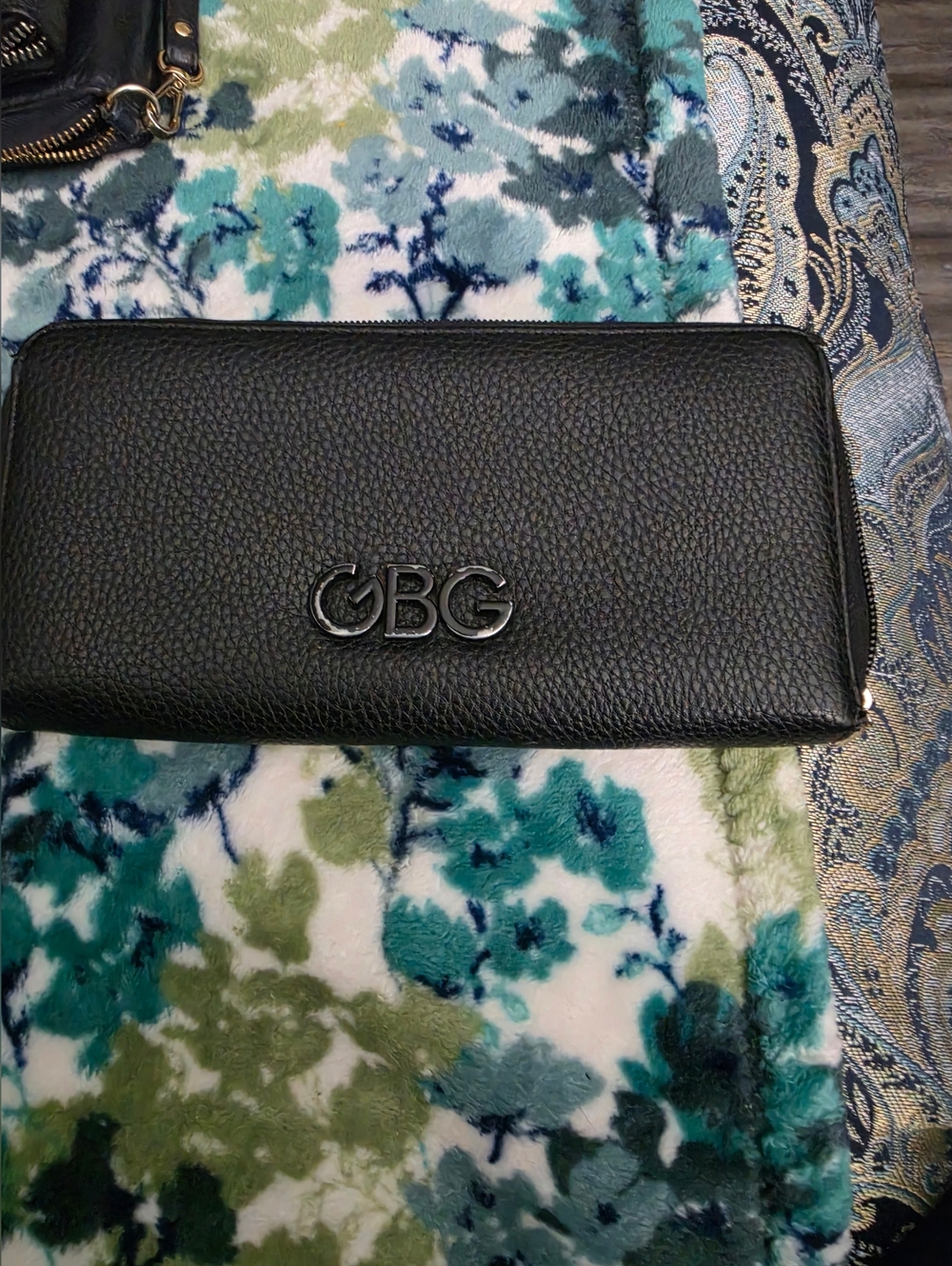 OBCG Black Zip-Around Leather Wallet